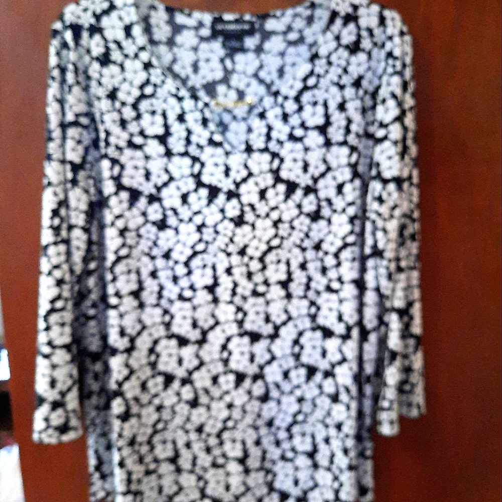 Black and white flowered blouse